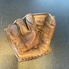 Eddie Mathews Signed Autographed 1950's Game Model Baseball Glove With — Showpieces Sports