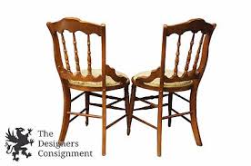 2 Vintage Cottage Spindle Back Chairs Pair Green Gingham Upholstered Seat Plaid | eBay