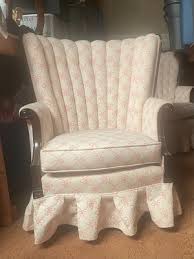 Vintage Chair set of Two French Style w/ Pink White Upholstery Stunning Ruffle | eBay
