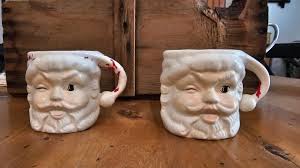 Vintage pair of Santa head mugs | Mercari