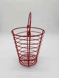 Tall Vintage Heavy Duty Red Metal Egg Basket With Handle - Etsy