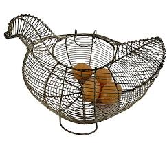 Vintage Wire Hen Egg Basket Moveable Handles Country ...