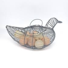 Vintage Wire Chicken Egg Basket, Hen Shaped With Plastic ...