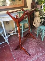 Vintage Towel Rack Wood Hanger Floor Stand Blanket Bedspread ...