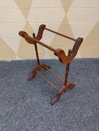 Wood Vintage Three Bar Quilt Stand | Chairish