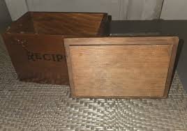 Vintage Wooden Recipe Box Brass Ring Handle With Lid 6.50” x ...