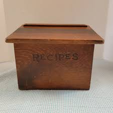 Vintage Wood Recipe Card Box Removable Lid 1970s Retro ...