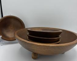 Vintage Woodcroftery Wood Salad Bowl Set 5 Pcs Made in USA - Etsy