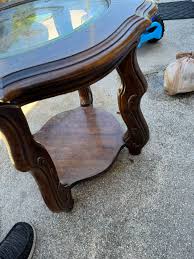 Vintage Wood & Glass Side Table