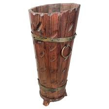 Vintage French Wood Umbrella Walking Stick Stand Storage Pot ...