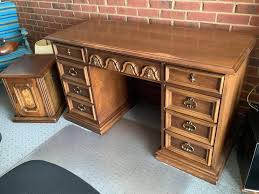 Sold at Auction: Broyhill Oak Desk plus Side Cabinet