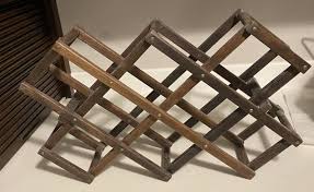 Vintage Wood Wine Rack 10 Bottle Expanding Folding Accordion ...