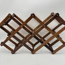 Vintage Solid Wood Folding Accordion Style Wine 8 Bottle ...