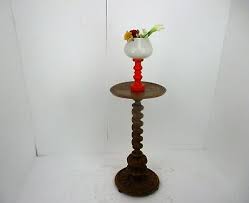 Hand Carved Wood Barley Twist Pedestal Display Side Table ...