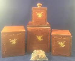 Vintage Wood (Creative Imports)Canister Set of 4 with Eagle ...
