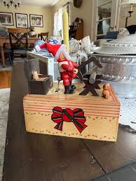 Wooden Santa Claus Figure Sawing Wood With a Small Teddy ...