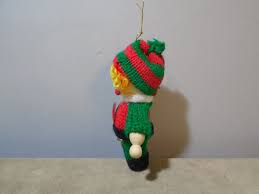 VINTAGE HANDMADE KNITTED HOLIDAY GIRL 4” ORNAMENT TAIWAN ...