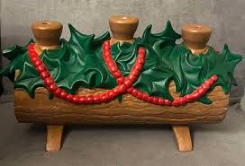 Vintage Atlantic Mold Holiday Log Candleholder | eBay
