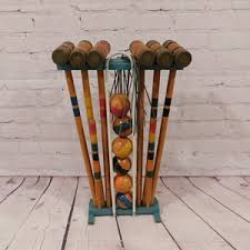 Vintage Six Player Croquet Set With Aqua Stand, Lawnplay, South Bend, Family Fun, Lawn Game, CB51 - Etsy