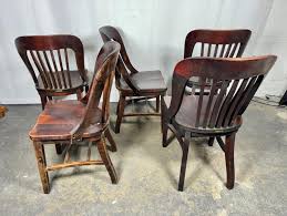 Set of 5 Antique solid wood Dining Chairs Heywood Wakefield Chicago at 1stDibs