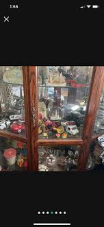 China Cabinet Wood 71” X 46” Hexagon Shape