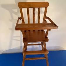 Antique Wooden Amish Childs/doll High Chair Marked - Etsy