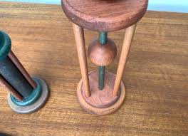 Vintage Postmodern Wooden Candleholders, 1960s, Set of 2 for sale at Pamono