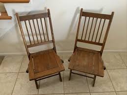 ANTIQUE OAK WOODEN FOLDING CHAIRS - Set Of 2 | eBay