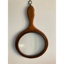 Large Antique Mahogany Magnifying Glass | Chairish