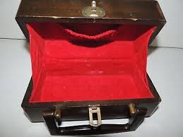 VINTAGE SMALL WOOD & LEATHER BOX PURSE | eBay