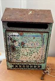 RARE ANTIQUE THROUGH THE DOOR STEEL MAILBOX WITH KEY/ MARKED ...
