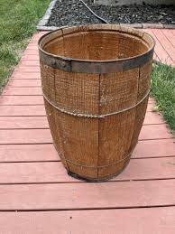 Vtg Wooden Primitive Wire Banded Nail Keg Barrel Rustic Farm ...