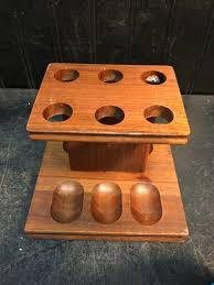 Vintage 6 Tobacco Pipe Stand Wood Rack Holder Mid Century ...