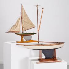 Sold at Auction: (2) Vintage pond model sailboats