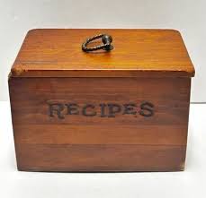 VTG Wooden Recipes Box with Original Blank Cards Farm House ...