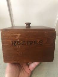 Vintage Wooden Recipe Box Wood Knob Top Rustic ...