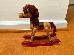 Vintage Rocking Horse Hand Carved/Painted Solid Wood 7" L 7 ...