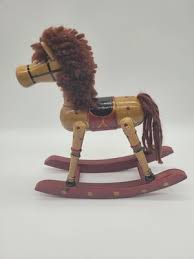 Vintage Wooden Rocking Horse Hand Carved/Painted 7 x 7" | eBay