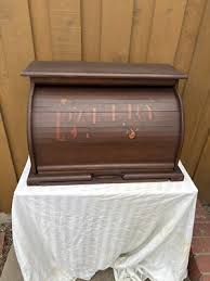 Vintage Wood Roll Top Bread Bakery Box w/ Cutting Board ...