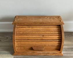 Vintage Roll Top Wood Bread Box - Made in Canada - Etsy