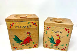 Buy Canisters 1950's Japan Wooden Dovetail Canister Set Coffee and Tea Online in India - Etsy