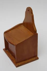 vintage wood salt box wall hanging, rustic country pine ...