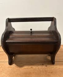 Vintage Rich Dark Wooden Curved Sewing Box With Double Flap Lid Closure - Etsy