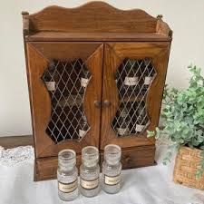 Vintage Wood Spice Cabinet, Wood Spice Rack, Wood and Metal Spice Holder - Etsy
