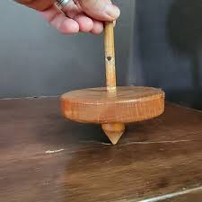 Vintage Wood Handmade spinning top toy kids Missing Cord | eBay