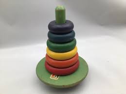 vintage Holgate stacking toy wooden rings, rocking base ...