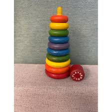 Vintage Playskool Wooden Stacking Rings Toy Colorful Toddler ...
