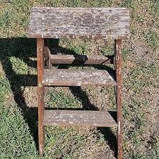 Rustic Wooden 2 Foot Step Ladder Primitive Garden Decor Vintage | eBay