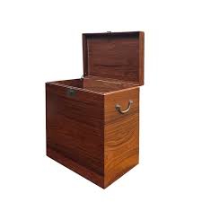 Natural Wood Handmade Rectangular Tall Storage Trunk Chest Box | Chairish