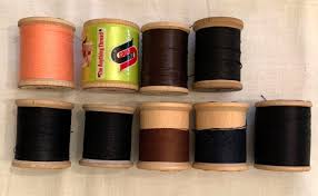 9 Vintage Wooden Spools of Assorted Sewing Thread - Etsy